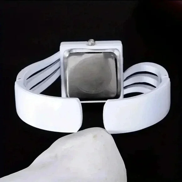 Square Pointer Quartz Watch Minimalistic Arabic Numeral Dial Vintage Cuff..NWT - Picture 5 of 6